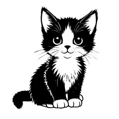 black and white cartoon cat
