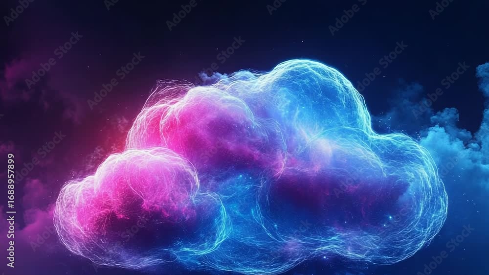 Aufkleber glowing cloud computing symbol floating in night sky representing data storage and technology