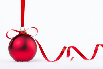 Burgundy Christmas Ornament with Red Ribbon - Festive Holiday Decoration