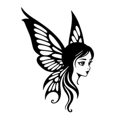silhouette of a girl with wings