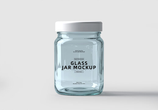 Transparent Clear Glass Jar Mockup 