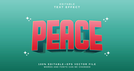 Editable text style effect - Peace text style theme.