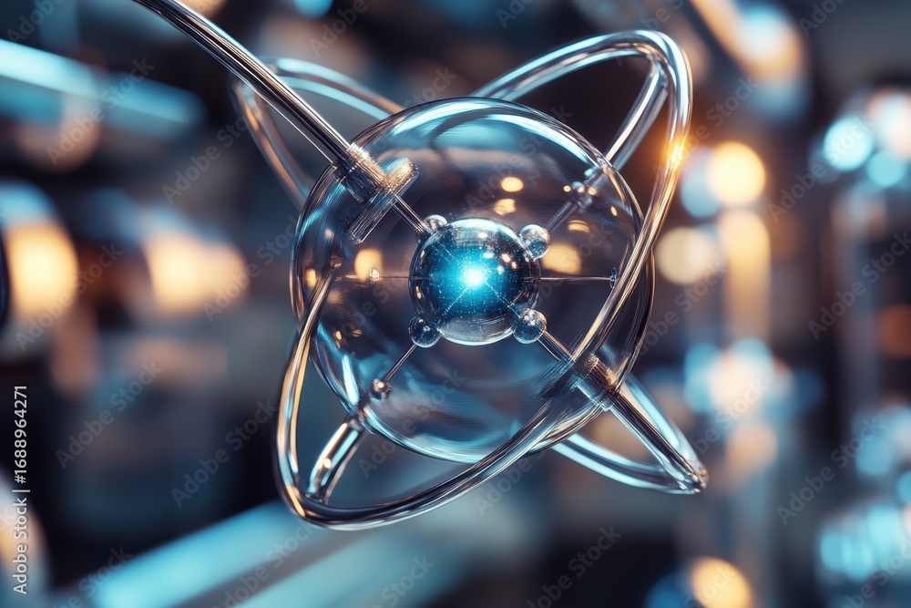 Poster Complex molecular structure displayed in a futuristic scientific setting