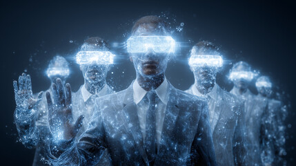 Modern digital learning environment with holographic AI mentors guiding professionals through continuous learning, skill diversification, and career advancement strategies, represe