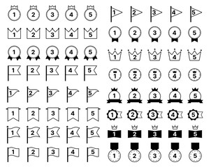 ランキング 順位 数字 あしらい ベクターアイコンセットイラスト モノクロ