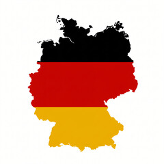 Fototapeta premium Map of Germany filled with the black-red-gold national flag on a white background