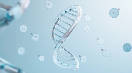 3D Rendering of DNA Helix with Icons