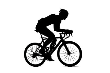 Fototapeta premium Dynamic cyclist in full race gear speeds forward on a sleek road bike, embodying speed, endurance, and the thrill of competitive cycling.