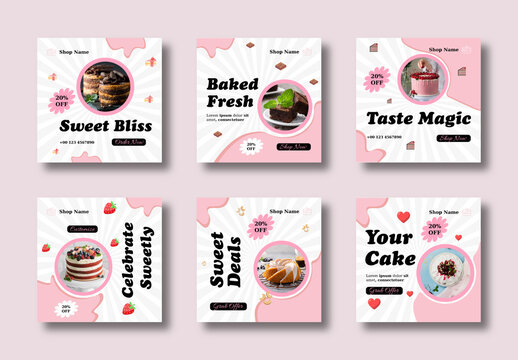 Bakery and Dessert Cake Shop Social Media Template