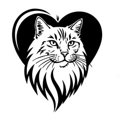 black cat with heart