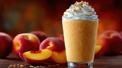 Peach Smoothie with Whipped Cream and Cinnamon
