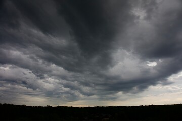 Clouds over the forest in summer