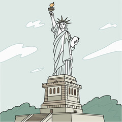 Statue of Liberty with clouds and trees New York landmark