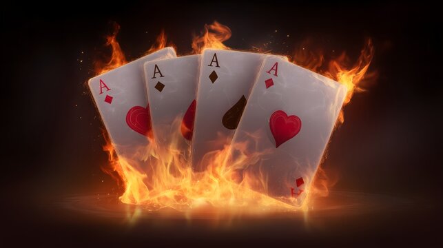 White ace card hand burning at the edges