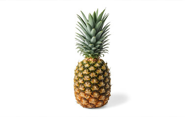 Fototapeta premium A pineapple whole with spiky crown, isolated 
