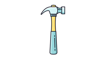 A common claw hammer with a light blue handle and a wooden grip section used for construction and woodworking projects