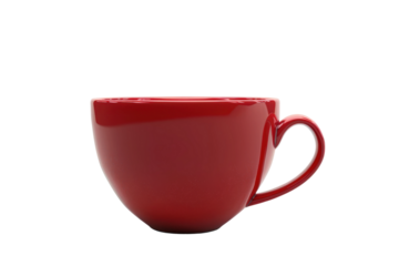 Glossy red mug with handle for tea or coffee representing stylish crockery, kitchen utility, and household essentials.