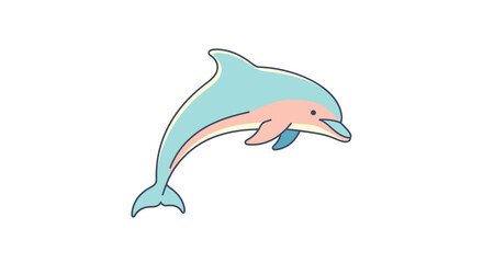 Obraz premium An Adorable Cartoon Dolphin Leaping Joyfully Out of the Water in a Blue and Pink Color Scheme