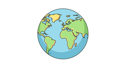 Fototapeta premium A Vibrant Cartoon Representation of Planet Earth Showing Continents Oceans and Landmasses with a Touch of Whimsy and Wonder
