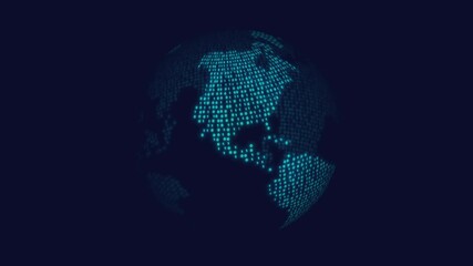 3D digital globe made of glowing binary code representing global connectivity - Powered by Adobe
