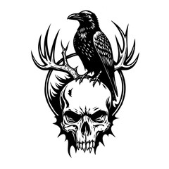 Obraz premium skull with bird