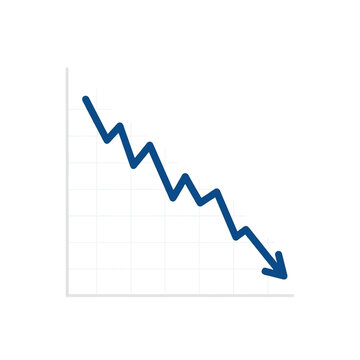 A downward trending line graph indicating a decline or decrease in value over time.