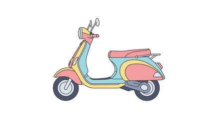 Obraz premium A vintage style scooter with a pastel color scheme parked on a white background