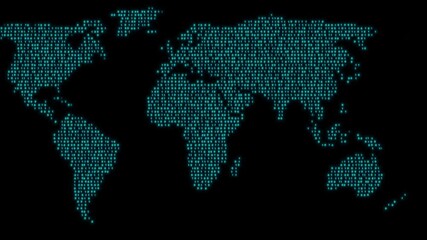 Digital binary code world map representing global connectivity - Powered by Adobe