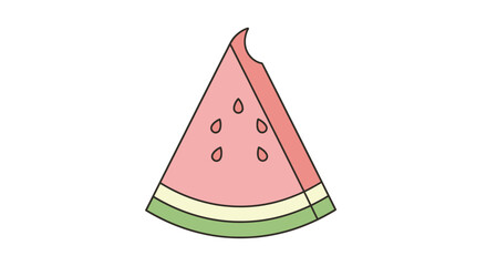 A Whimsical Slice of Juicy Watermelon with Seeds and a Bite Taken Out for Refreshment and Summer Delight