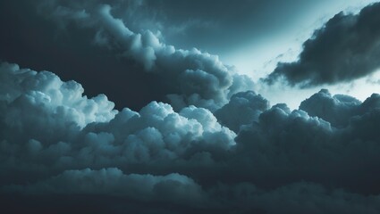 Fototapeta premium Dark stormy clouds with a gap revealing brighter light, creating a dramatic sky scene.