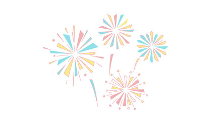 Abstract Fireworks Bursting in a Spectrum of Pastel Colors Against a Clean White Background Celebrating Joyful Festivities