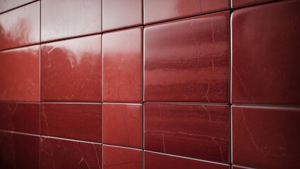 Red tile wall pattern with a glossy finish and visible grout lines.