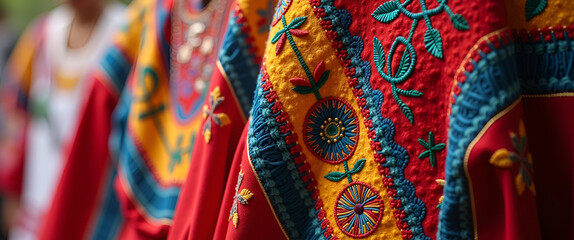 Explore Festa Junina Traditional Costumes: Intricate Embroidery, Vibrant Textures & Cultural Symbolism in Premium Photo Stock - Perfect for Artistic Dress Design Inspiration