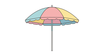 A charming pastel colored beach umbrella casting a wide shadow perfect for summer days