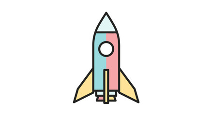 Fototapeta premium Colorful Rocket Ship Ready for Takeoff Launching into Space Adventure Exploration Cosmic Journey Dreams and Imagination Ascending Upward to the Stars and Beyond