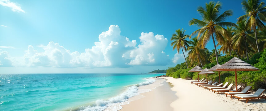 Exquisite depiction illustrating informative beach travel blog content merging vibrant coastal imagery and insightful itineraries to inspire global wanderers in  Photo Stock  Concept  and empty space 