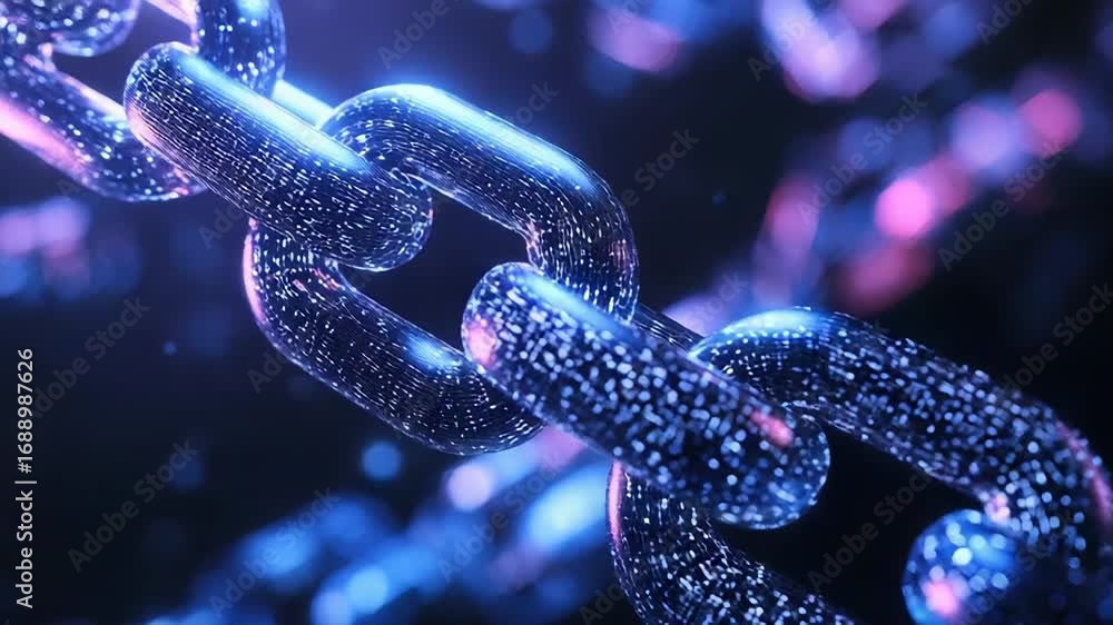 Aufkleber glowing digital blockchain technology connecting secure data in cyberspace