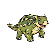 Armored Ankylosaurus Cartoon Dinosaur Illustration