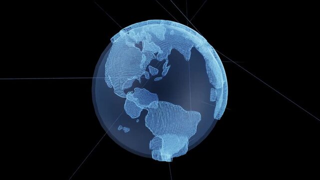 holographic earth rotating loop animation