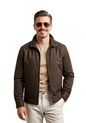Fototapeta premium handsome young man wearing sunglasses isolated on white