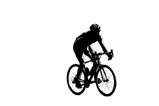 Dynamic cyclist silhouette pushing limits on a sleek road bike, capturing the essence of speed and athletic determination in motion