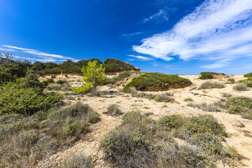 Panorama of Croatia, view of the Adriatic Sea from Strucic beach, azure water,