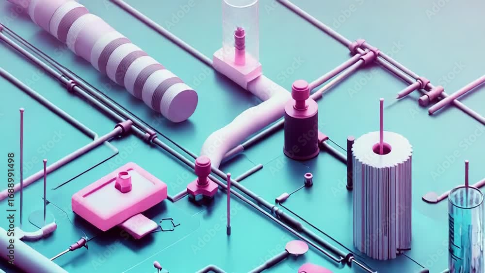 Aufkleber complex network of pipes and devices connecting in an intricate system