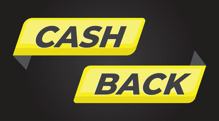 Cash Back Emblem Yellow Arrow on Black Background