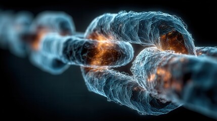 Digital abstract visualization of a glowing chain link structure