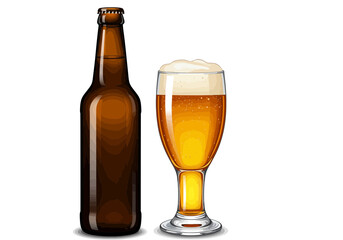 glass of beer isolated on white