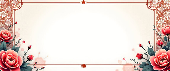 Intricate Korean Traditional Patterns and Blooming Rose of Sharon Border Frame with Elegant Copy Space for Independence Day Messages - Photo Stock Concept