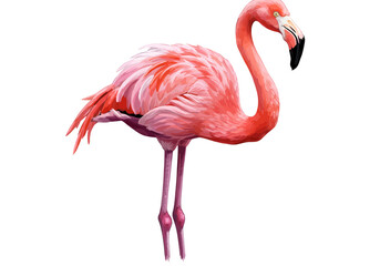 pink flamingo isolated on white