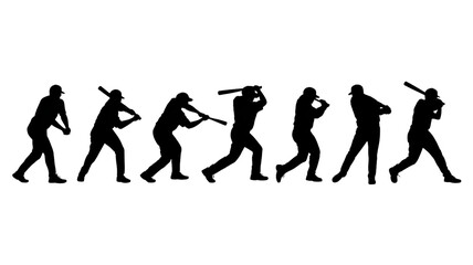 Baseball Swing Sequence Black and White Silhouettes