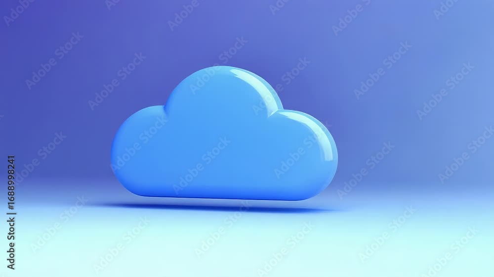 Aufkleber glossy blue cloud floating on a soft blue background representing cloud computing